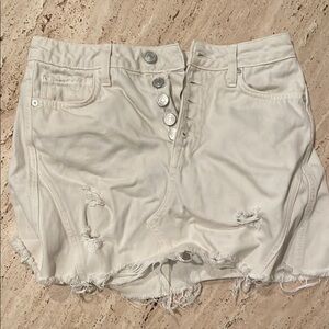 Free People White Distressed Women's Skirt